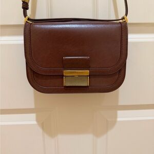 Charles & Keith Brown Crossbody Bag with Gold Detail